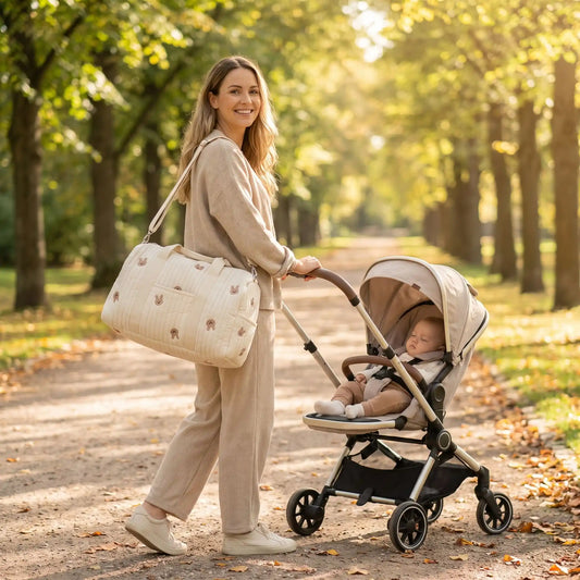 maman en plein air avec son bébé